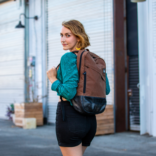 Alchemy Goods Brooklyn upcycled waxed canvas backpack