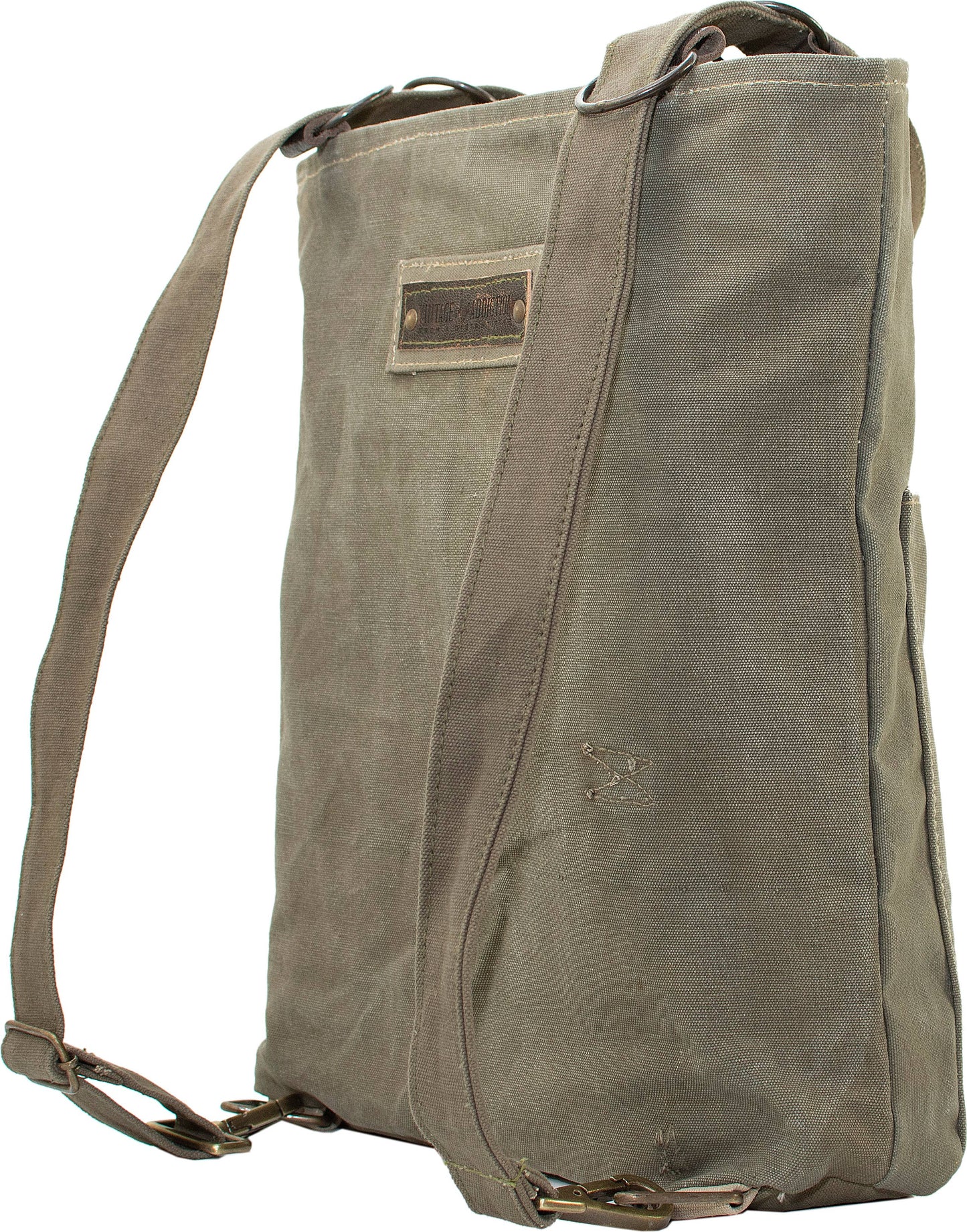 Vintage Addiction recycled military tent crossbody backpack