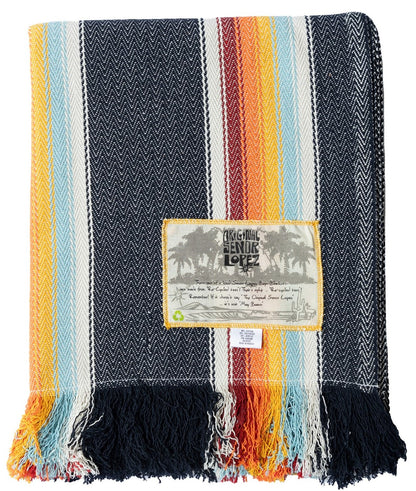agua-azul - Señor Lopez recycled Mexican Baja blanket in agua-azul