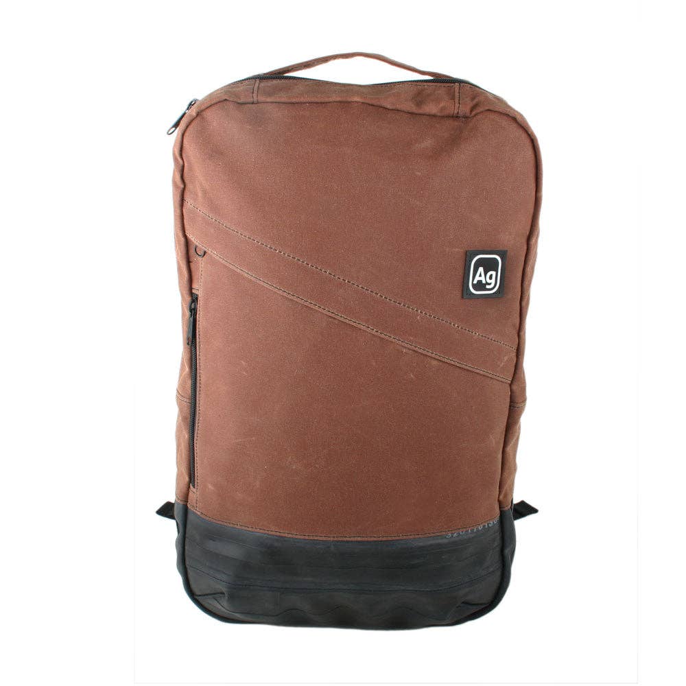 brown-canvas - Alchemy Goods Brooklyn upcycled waxed canvas backpack in brown-canvas
