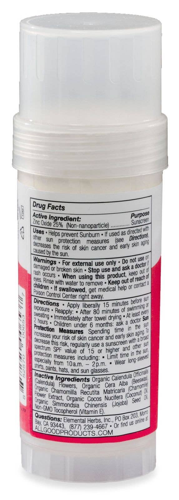 All Good Baby and Kids SPF 50 organic mineral sunscreen butter stick