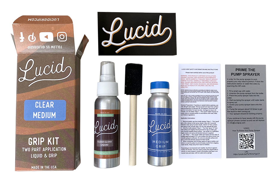 Lucid Grip clear spray-on grip tape kit with recycled glass