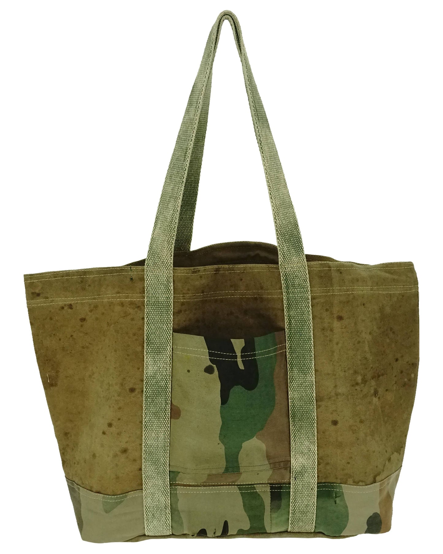 Vintage Addiction large recycled tent tote bag with camouflage