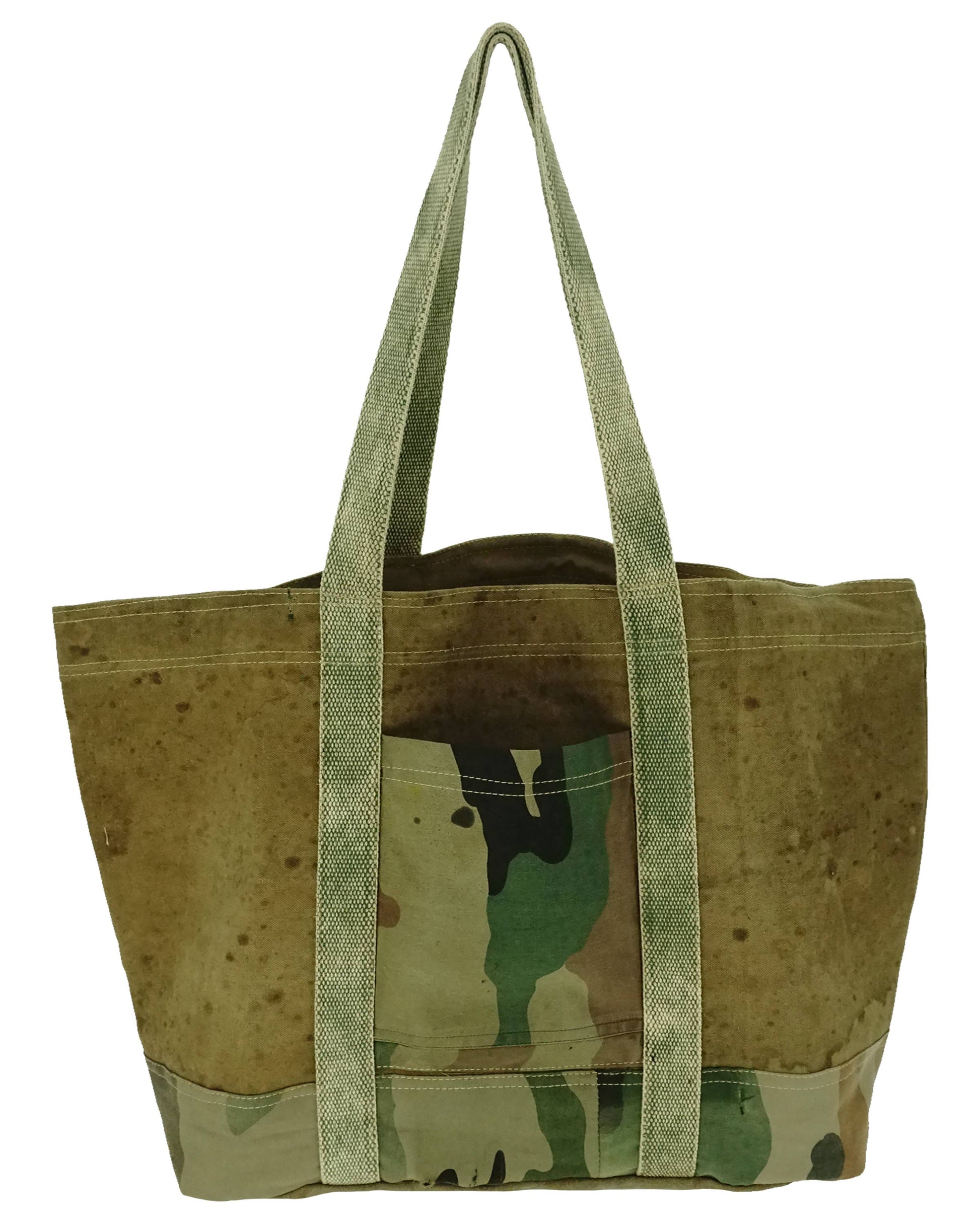 Vintage Addiction large recycled tent tote bag with camouflage