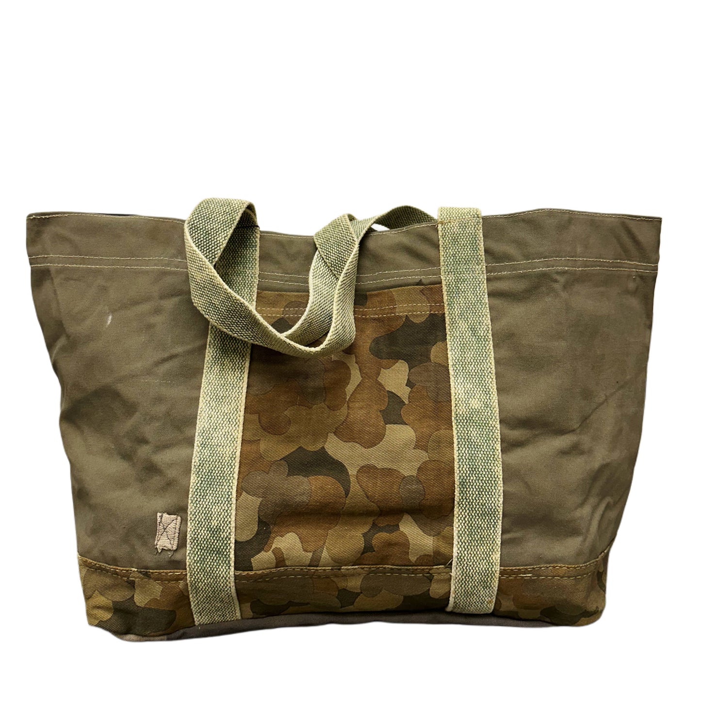 Vintage Addiction large recycled tent tote bag with camouflage