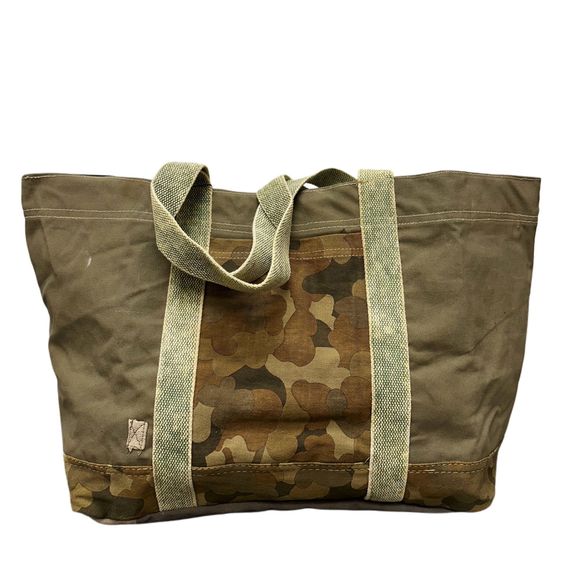 Vintage Addiction large recycled tent tote bag with camouflage