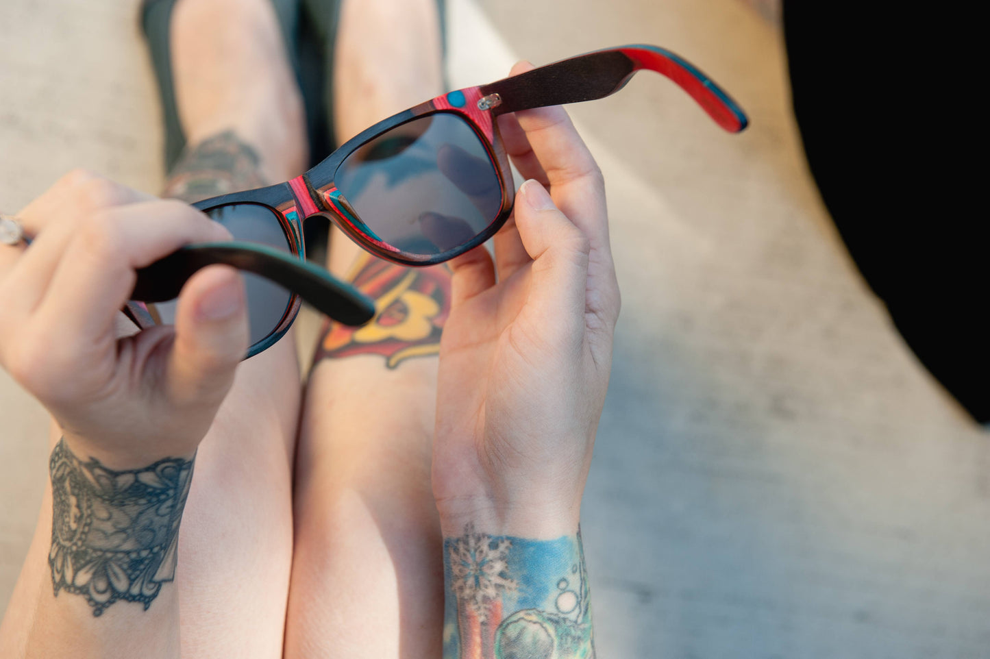 bluntside-red - WUDN polarized sunglasses from upcycled skatedeck wood in bluntside-red