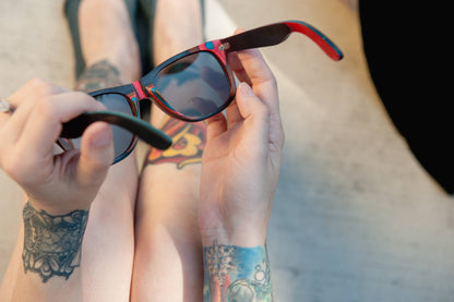 bluntside-red - WUDN polarized sunglasses from upcycled skatedeck wood in bluntside-red