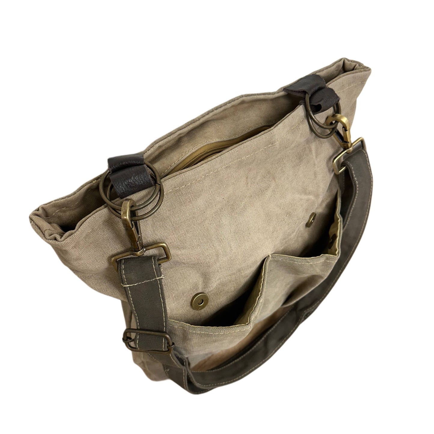 Vintage Addiction recycled military tent crossbody backpack
