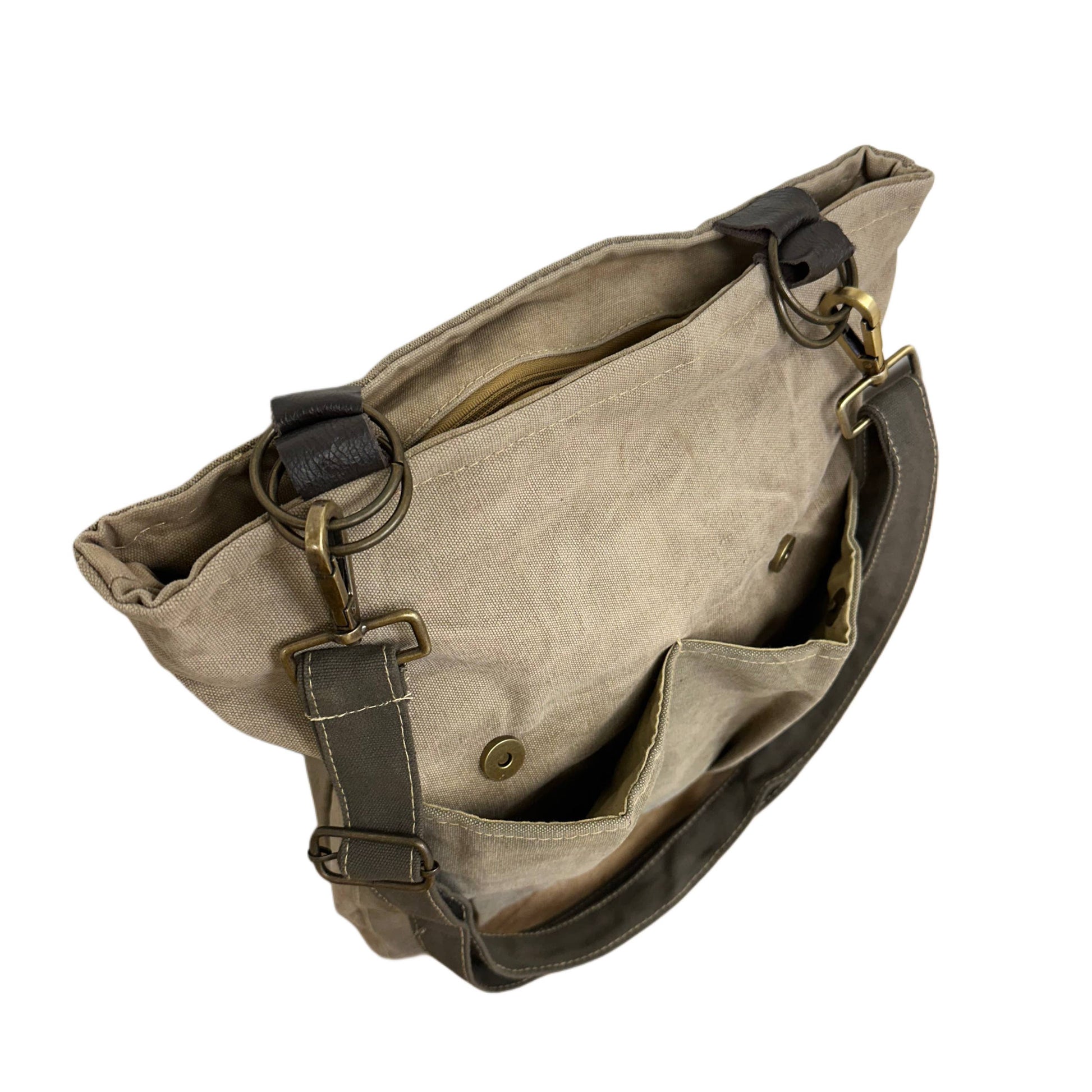 Vintage Addiction recycled military tent crossbody backpack