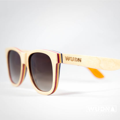 WUDN polarized sunglasses from upcycled skatedeck wood