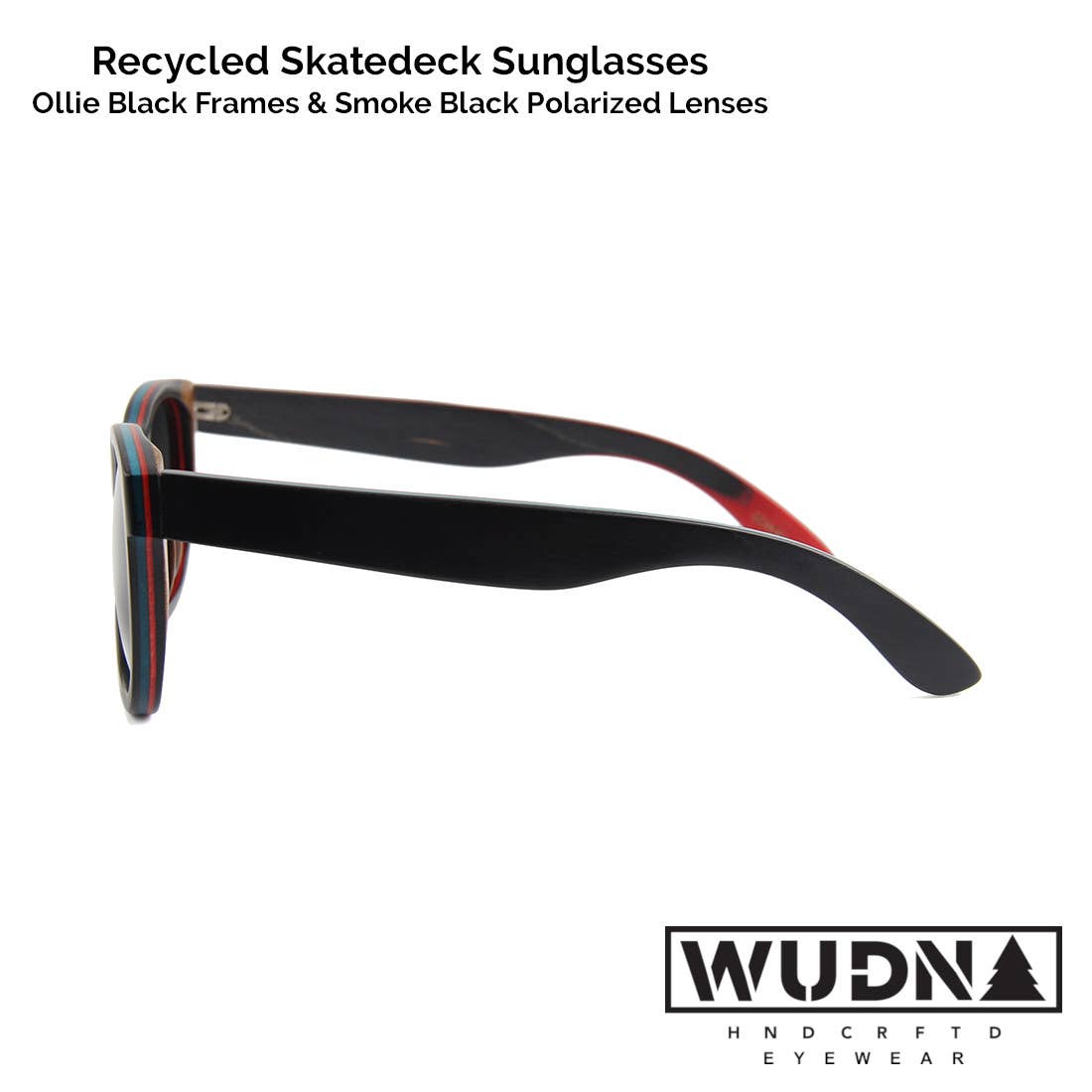 bluntside-red - WUDN polarized sunglasses from upcycled skatedeck wood in bluntside-red