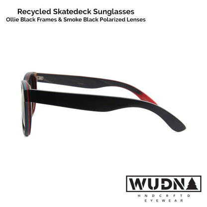 bluntside-red - WUDN polarized sunglasses from upcycled skatedeck wood in bluntside-red