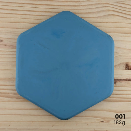 Trash Panda Hexagon premium recycled putt and approach disc, slot 001, 182g, blue