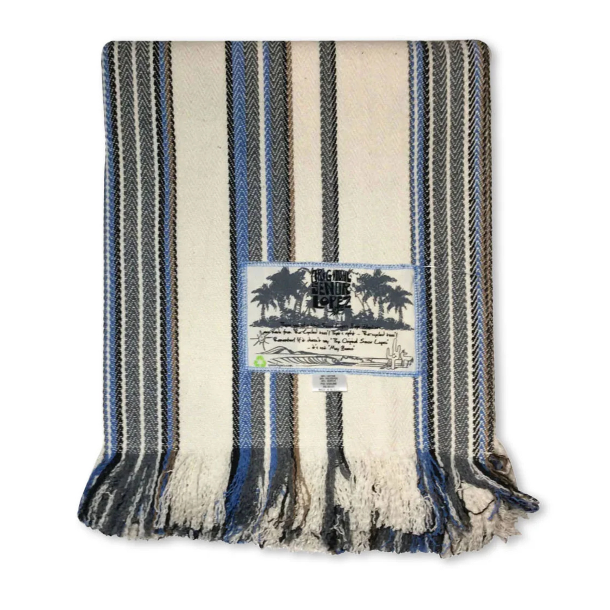 chimi-blue - Señor Lopez recycled Mexican Baja blanket in chimi-blue