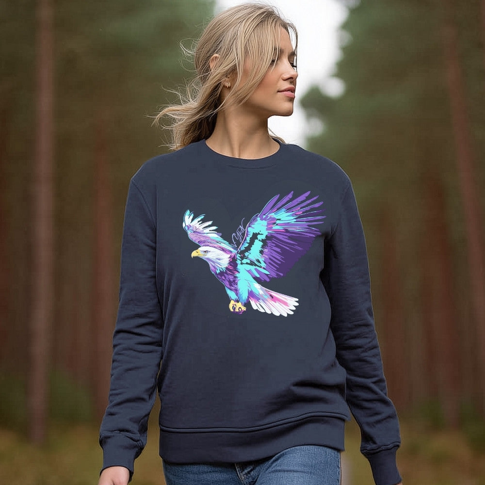 French Navy Model wearing The Aether Eagle Sweatshirt, a premium heavyweight organic cotton sweatshirt by VYRN