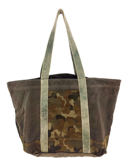 Vintage Addiction large recycled tent tote bag with camouflage