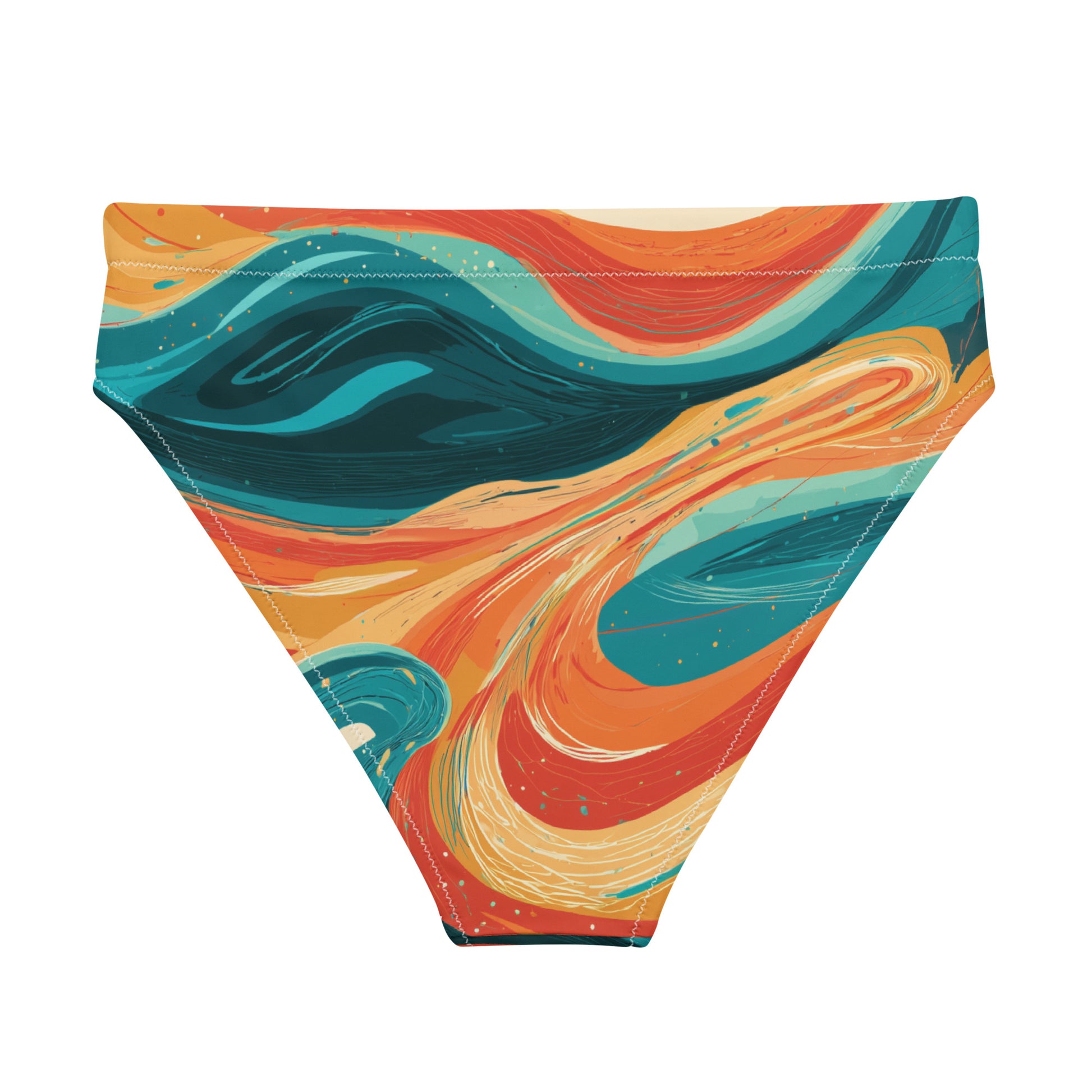 EMBER TIDE Flat lay back view of Ember Tide Bikini Bottom, a premium double-layered recycled swimwear piece by VYRN
