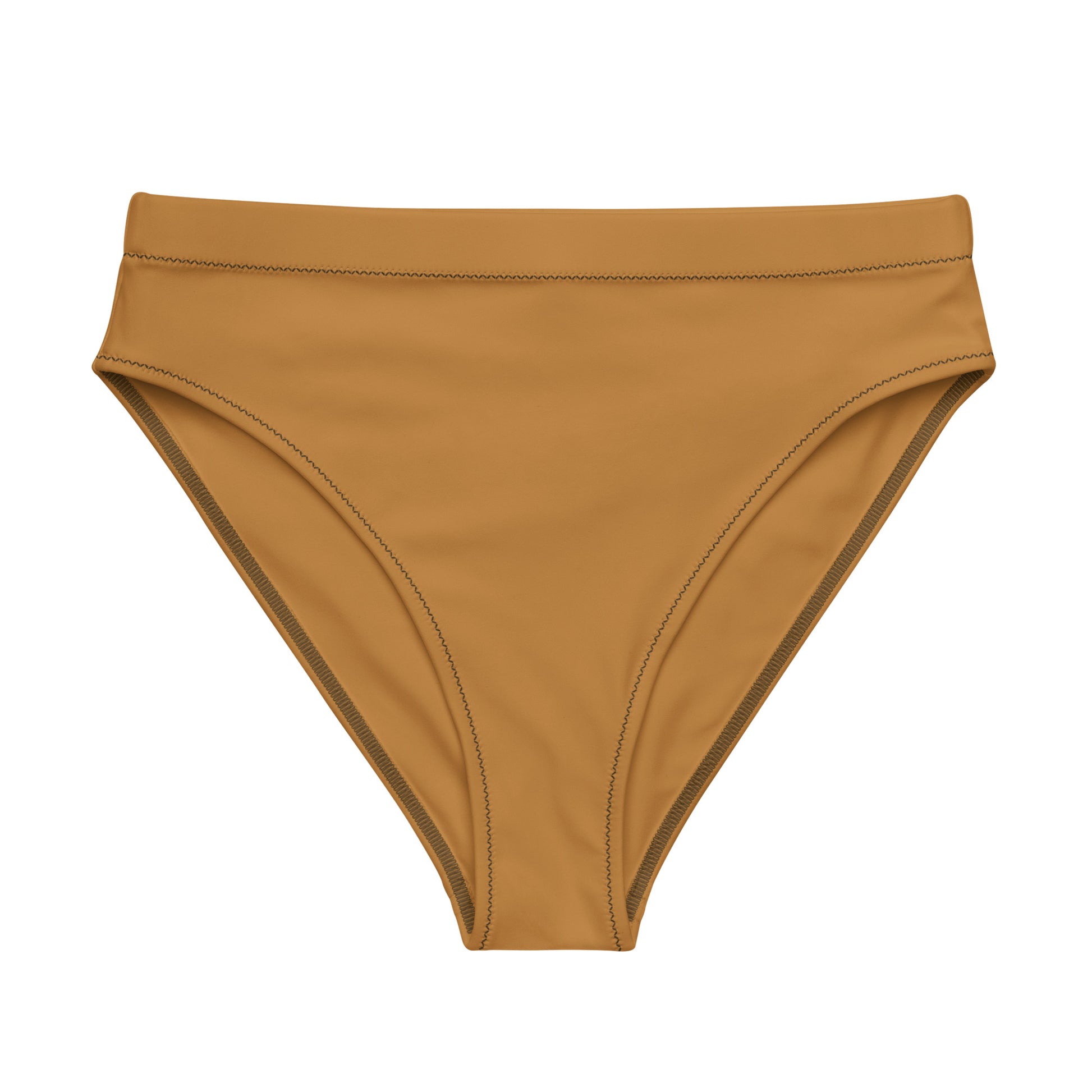 GOLDEN CLAY Flat lay front view of Tangled Roots Bikini Bottom, a premium double-layered recycled swimwear piece by VYRN