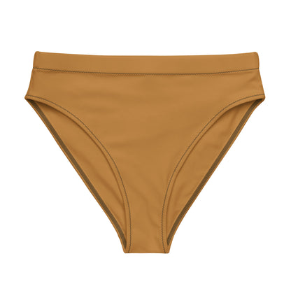 GOLDEN CLAY Flat lay front view of Tangled Roots Bikini Bottom, a premium double-layered recycled swimwear piece by VYRN
