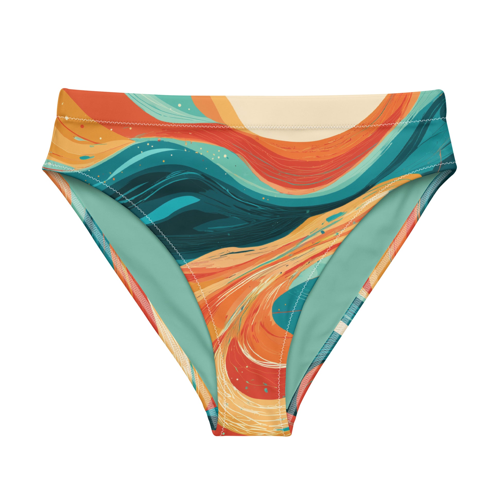 EMBER TIDE Flat lay front view of Ember Tide Bikini Bottom, a premium double-layered recycled swimwear piece by VYRN