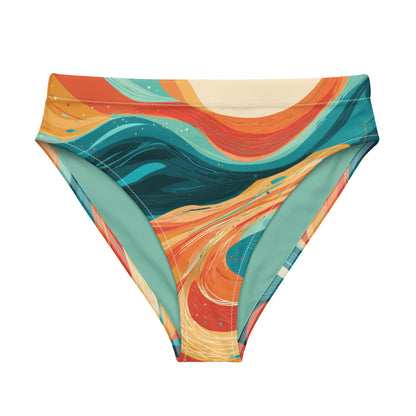 EMBER TIDE Flat lay front view of Ember Tide Bikini Bottom, a premium double-layered recycled swimwear piece by VYRN