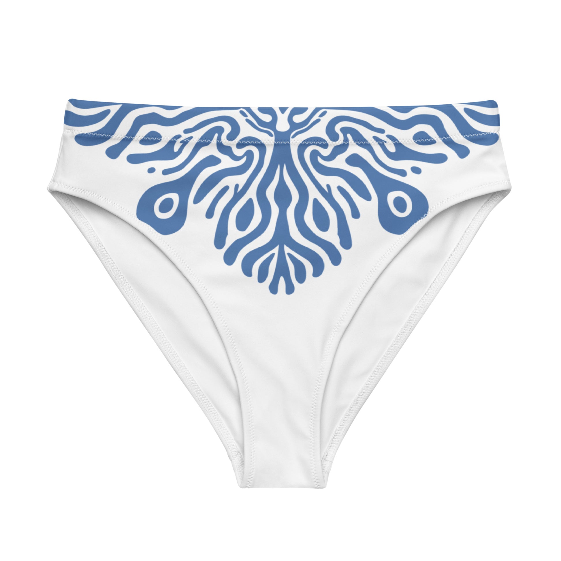 MIDNIGHT REEF Flat lay front view of Midnight Reef Bikini Bottom, a premium double-layered recycled swimwear piece by VYRN