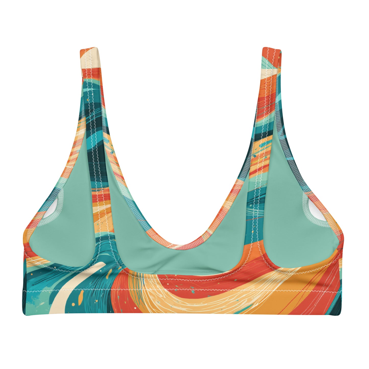 EMBER TIDE Flat lay back view of Ember Tide Bikini Top, a premium double-layered recycled swimwear piece by VYRN