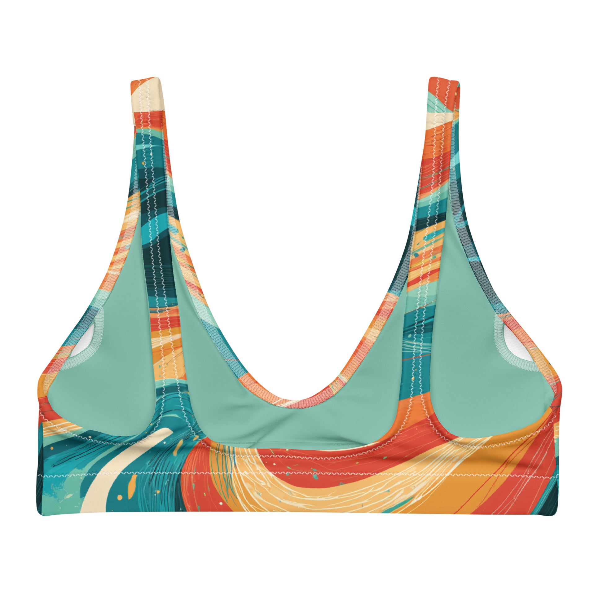 EMBER TIDE Flat lay back view of Ember Tide Bikini Top, a premium double-layered recycled swimwear piece by VYRN