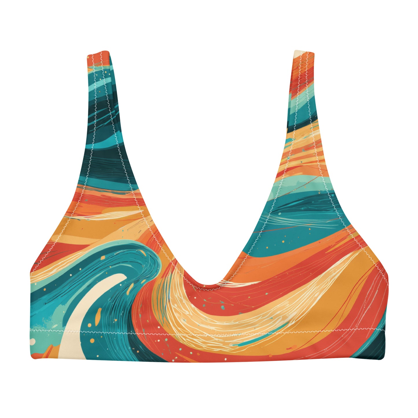 EMBER TIDE Flat lay front view of Ember Tide Bikini Top, a premium double-layered recycled swimwear piece by VYRN