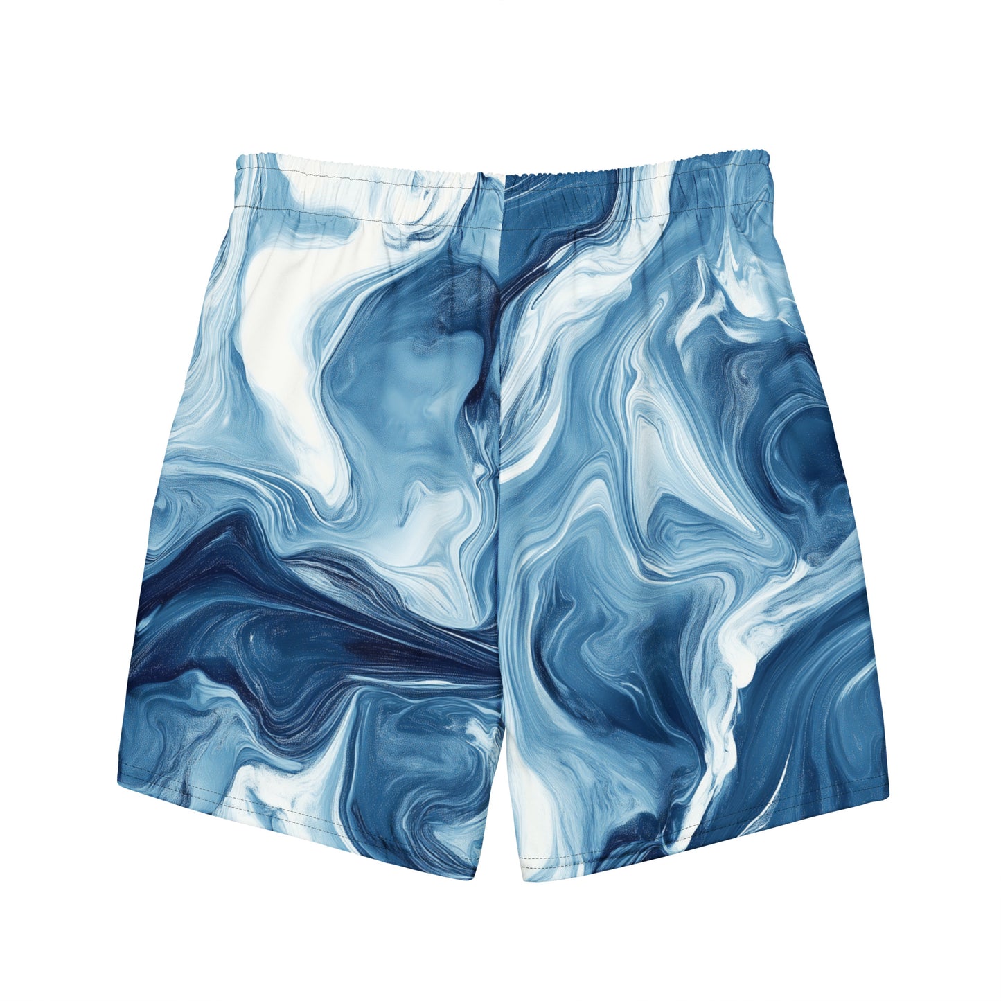 Tidal Pool Flat lay back view of Seafloor Contour Swim Trunks, high-performance recycled 4-way stretch swim trunks by VYRN