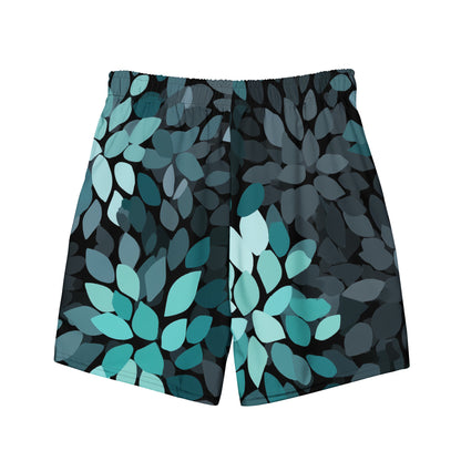 Cove Foliage Flat lay back view of Midnight Meadow Swim Trunks, high-performance recycled 4-way stretch swim trunks by VYRN