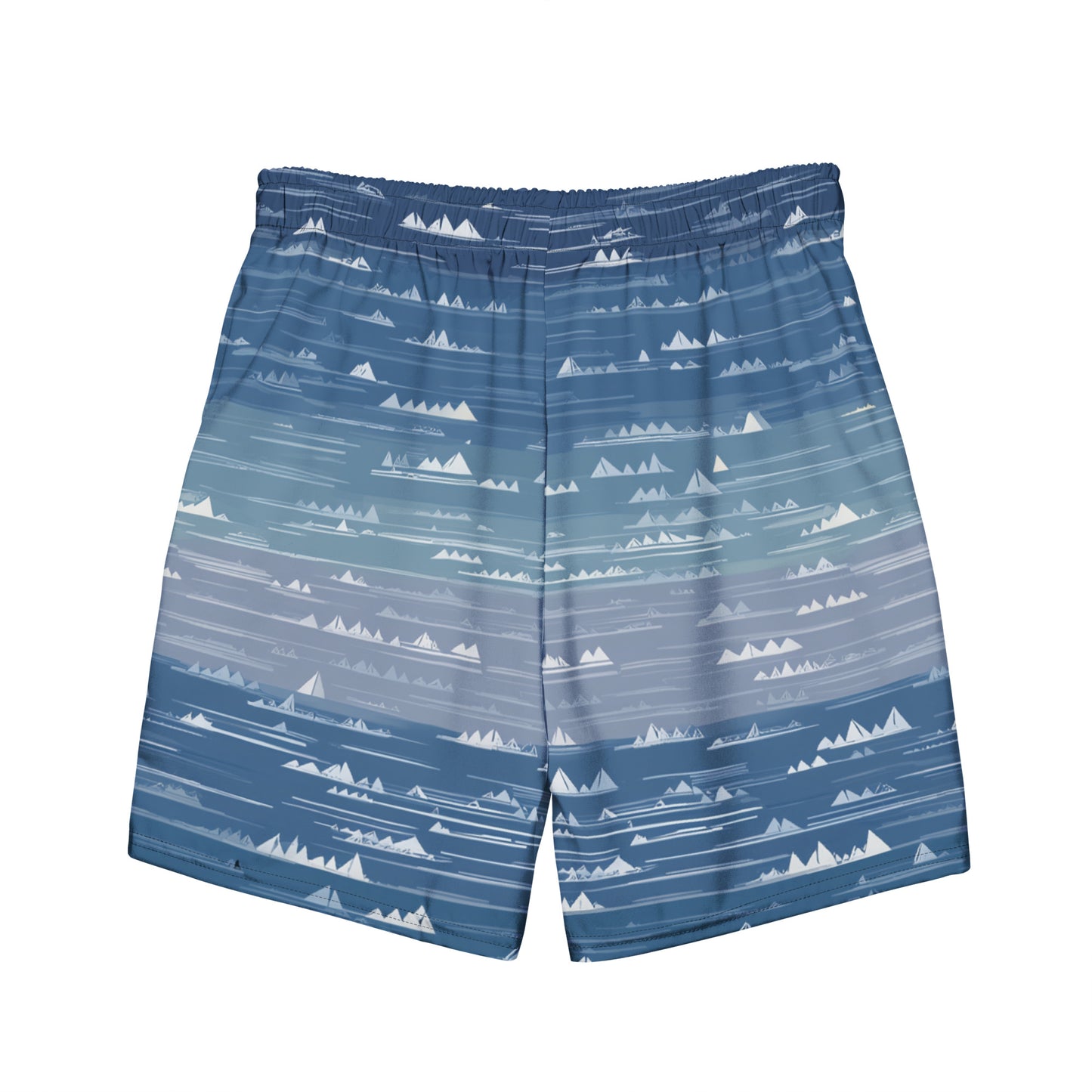 Farshore Passage Flat lay back view of Farshore Passage Swim Trunks, high-performance recycled 4-way stretch swim trunks by VYRN
