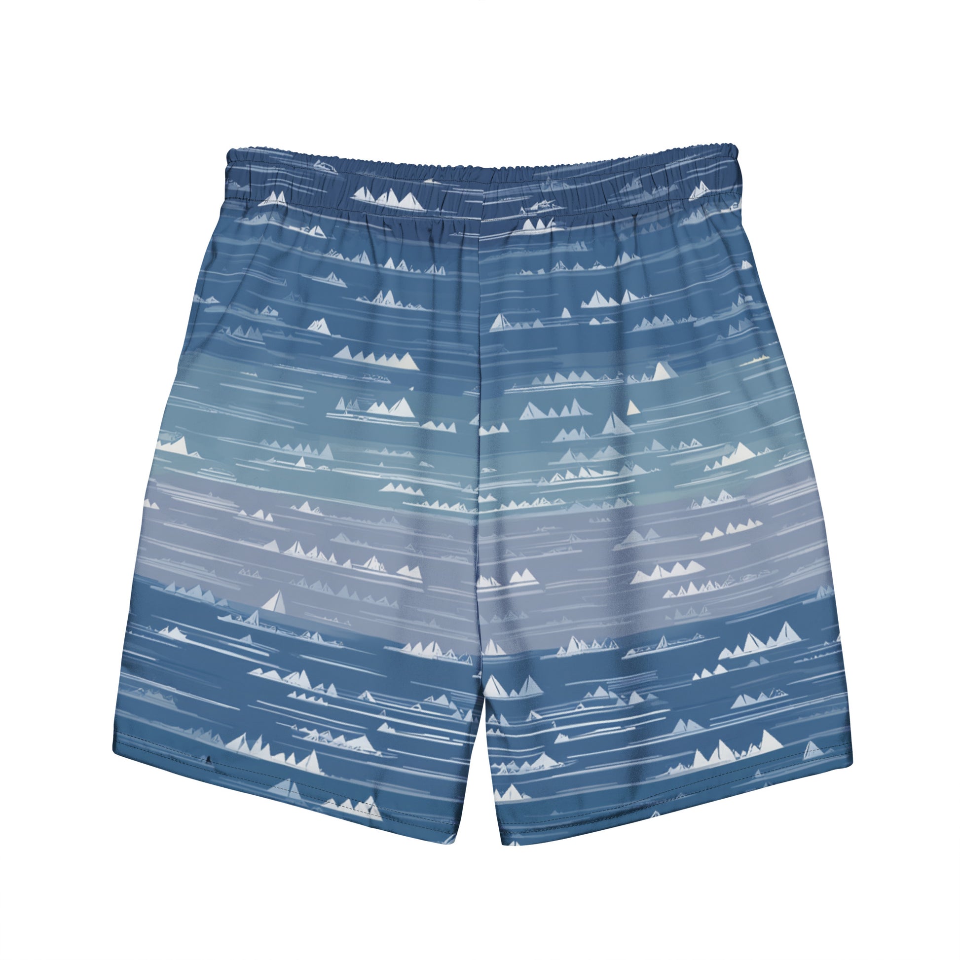 Farshore Passage Flat lay back view of Farshore Passage Swim Trunks, high-performance recycled 4-way stretch swim trunks by VYRN