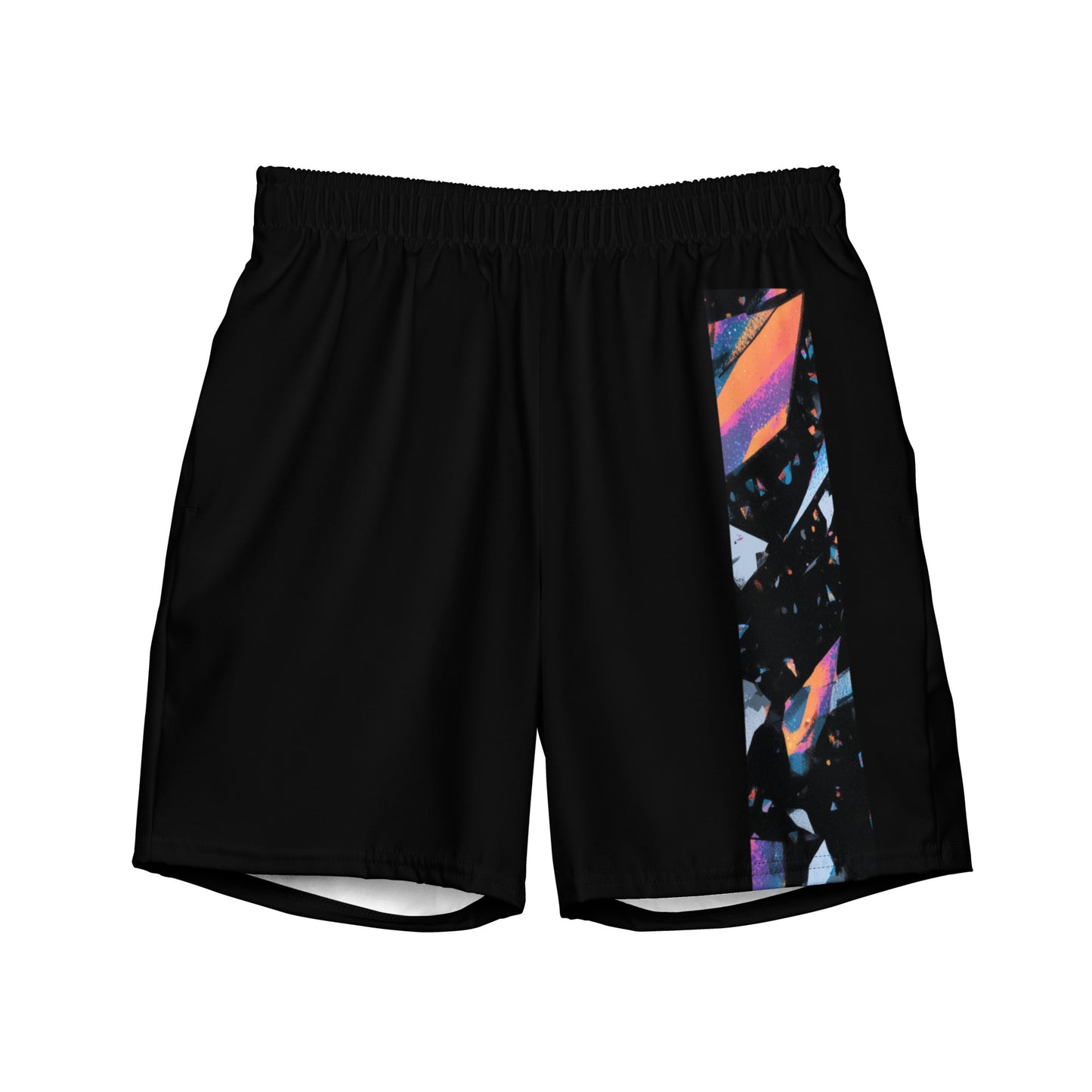 Prism Flat lay front view of Side-Shore Swim Trunks, high-performance recycled 4-way stretch swim trunks by VYRN