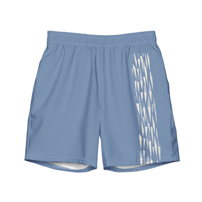 Glacial Flat lay front view of Side-Shore Swim Trunks, high-performance recycled 4-way stretch swim trunks by VYRN
