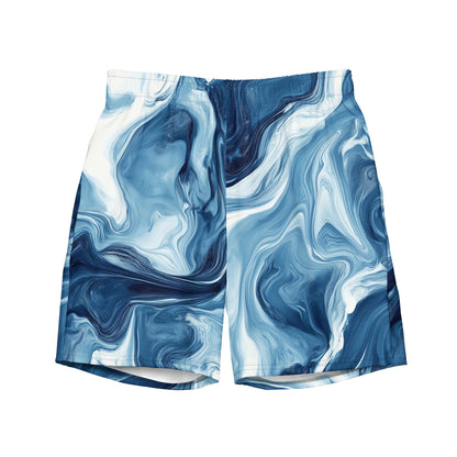 Tidal Pool Flat lay front view of Seafloor Contour Swim Trunks, high-performance recycled 4-way stretch swim trunks by VYRN