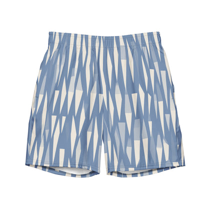 Icefall Stack Flat lay front view of Farshore Passage Swim Trunks, high-performance recycled 4-way stretch swim trunks by VYRN