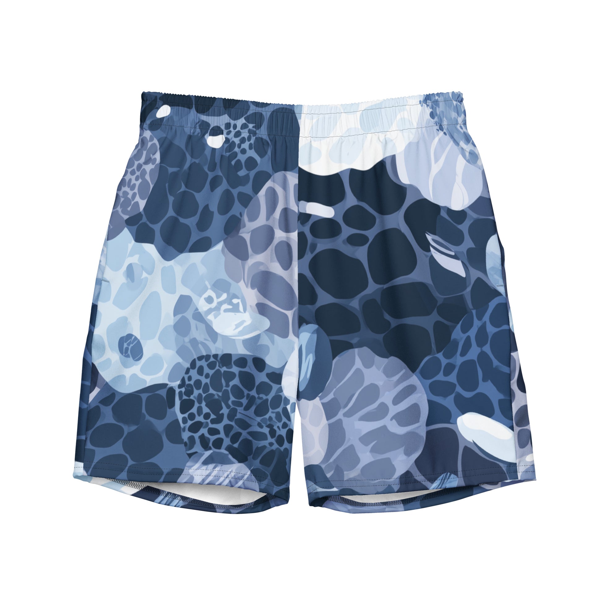 Rockpool Channel Flat lay front view of Rockpool Channel Swim Trunks, high-performance recycled 4-way stretch swim trunks by VYRN