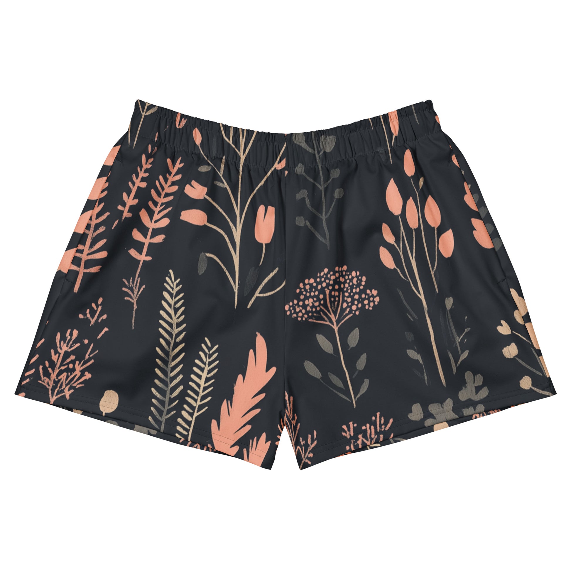 Dusk Flora patterned shorts on a white background