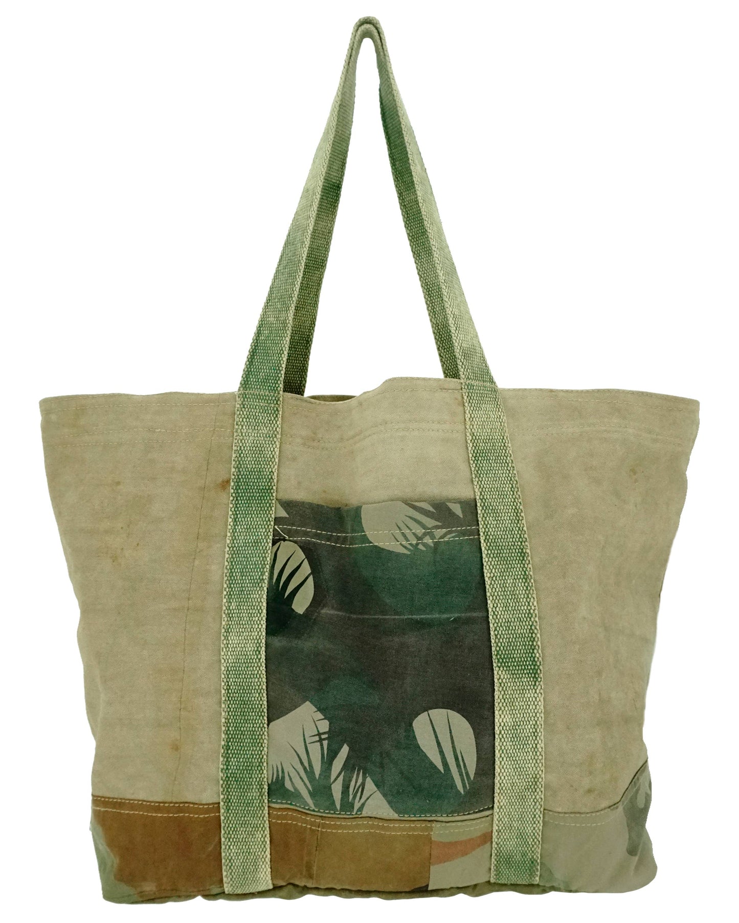 Vintage Addiction large recycled tent tote bag with camouflage