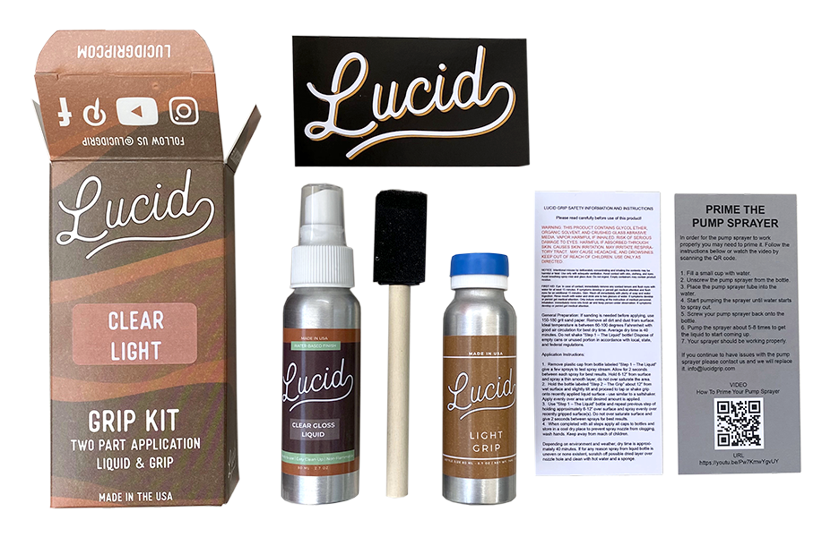 Lucid Grip clear spray-on grip tape kit with recycled glass