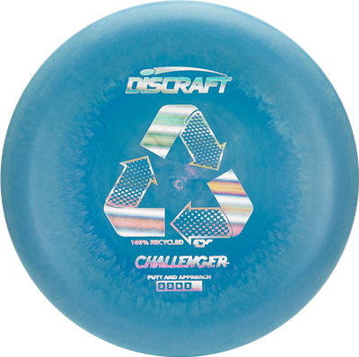 assorted Blue Discraft Challenger disc golf putter on a white background