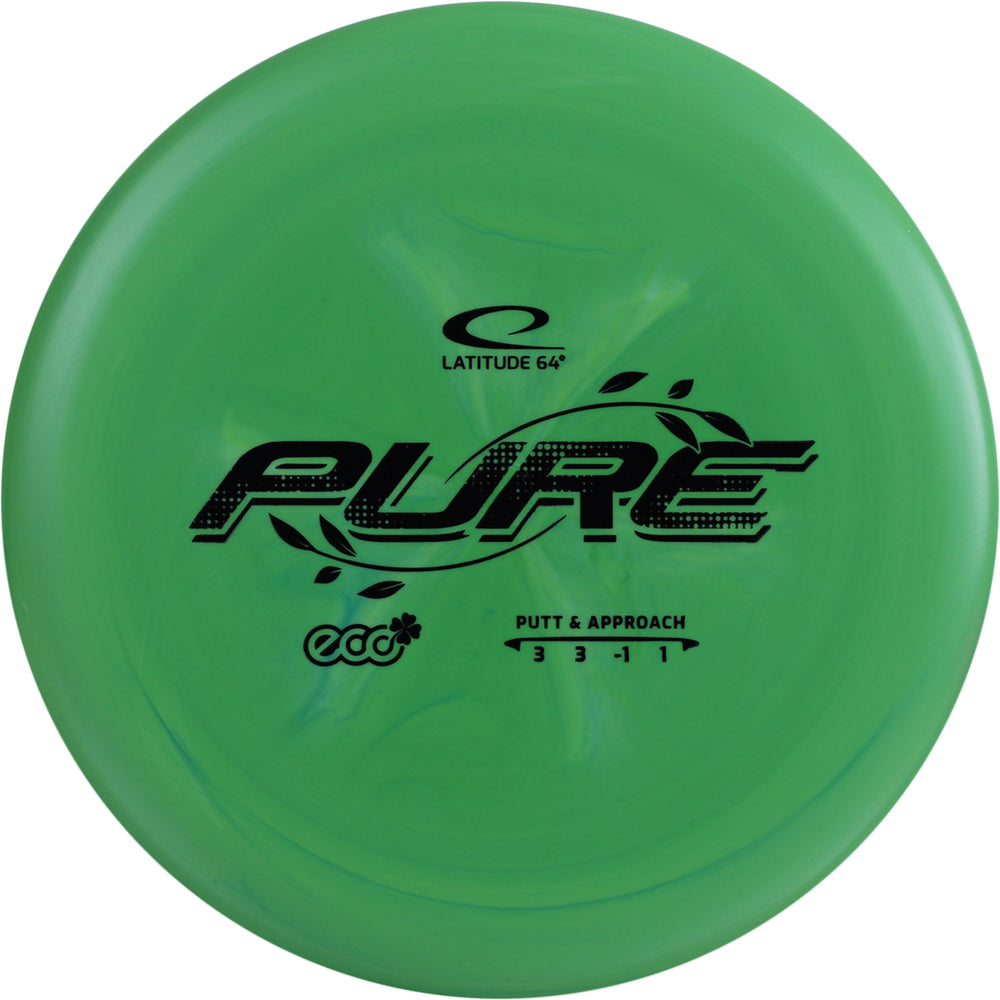 Green disc golf putter with 'Latitude 64' branding on a white background