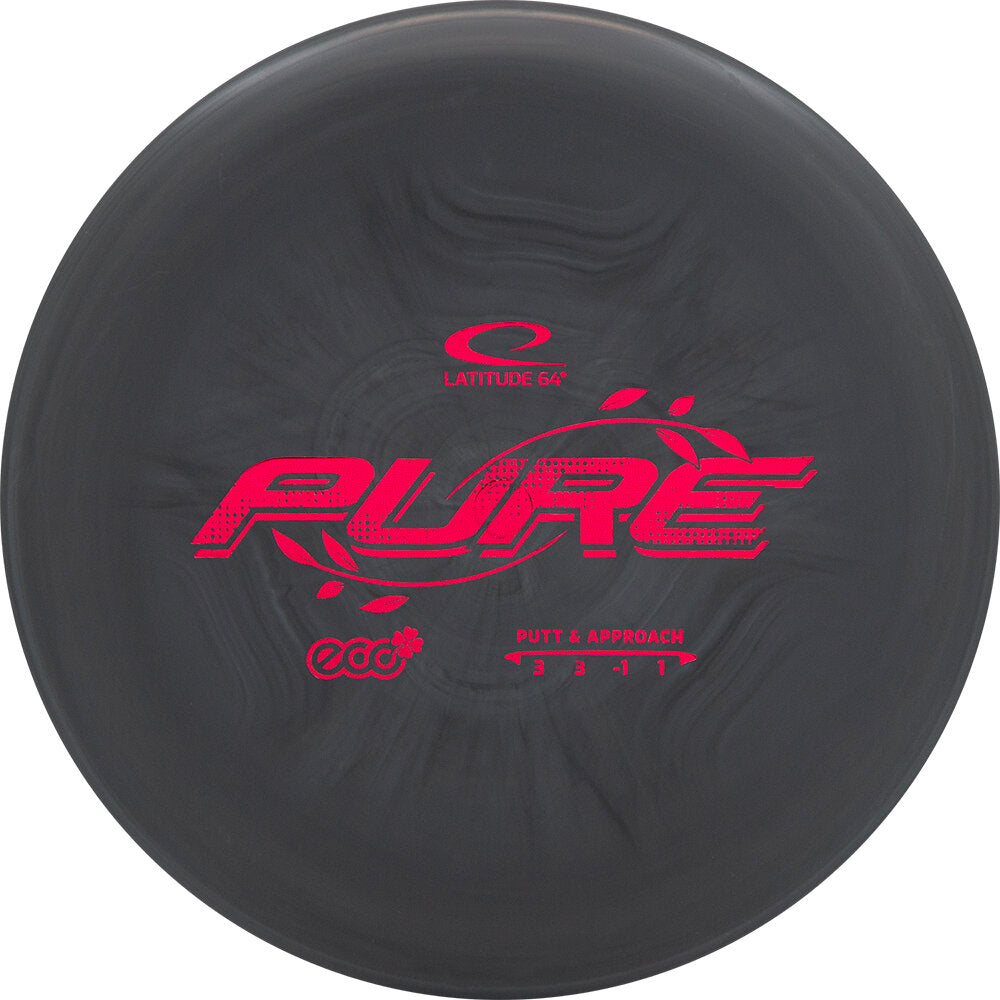 Black disc with red 'PURE' branding on a white background