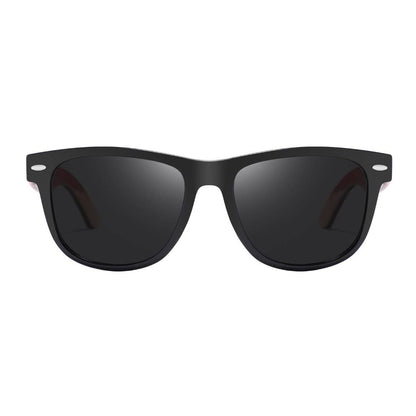 bluntslide red sunglasses with dark lenses on a white background