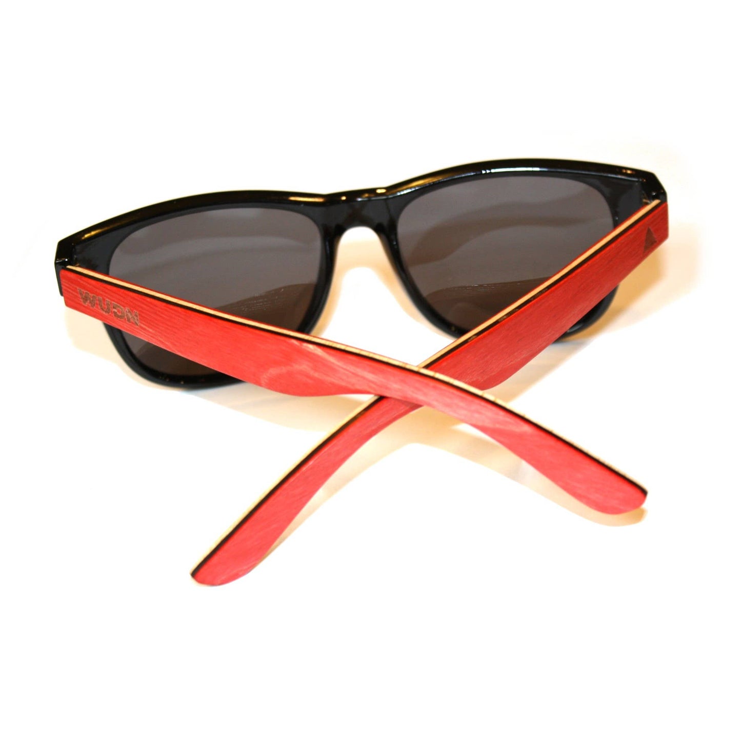 bluntslide red sunglasses with red and black frame on a white background