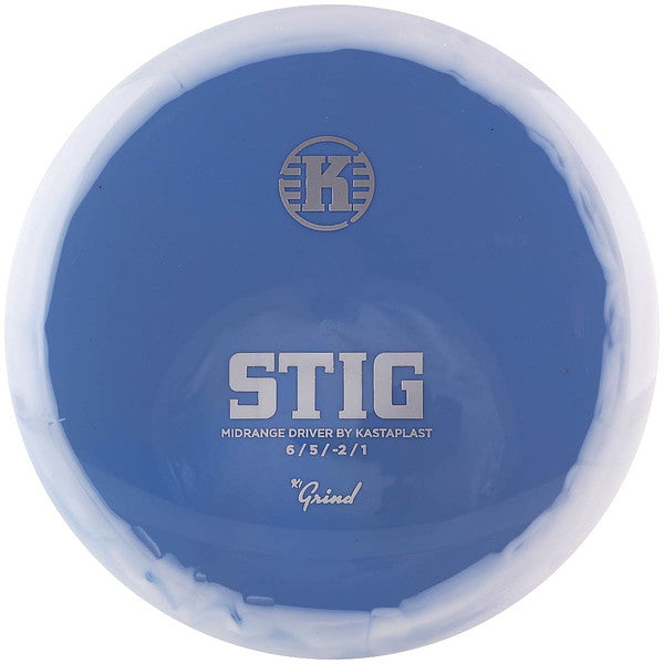 Blue disc golf disc with 'Kastaplast' branding and text on a white background