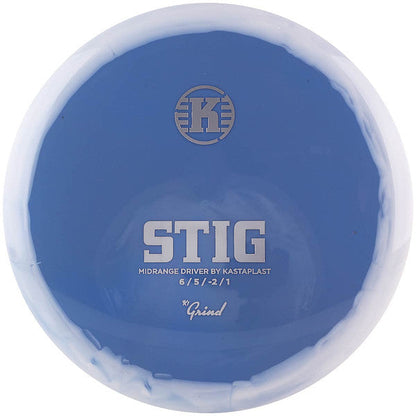 Blue disc golf disc with 'Kastaplast' branding and text on a white background