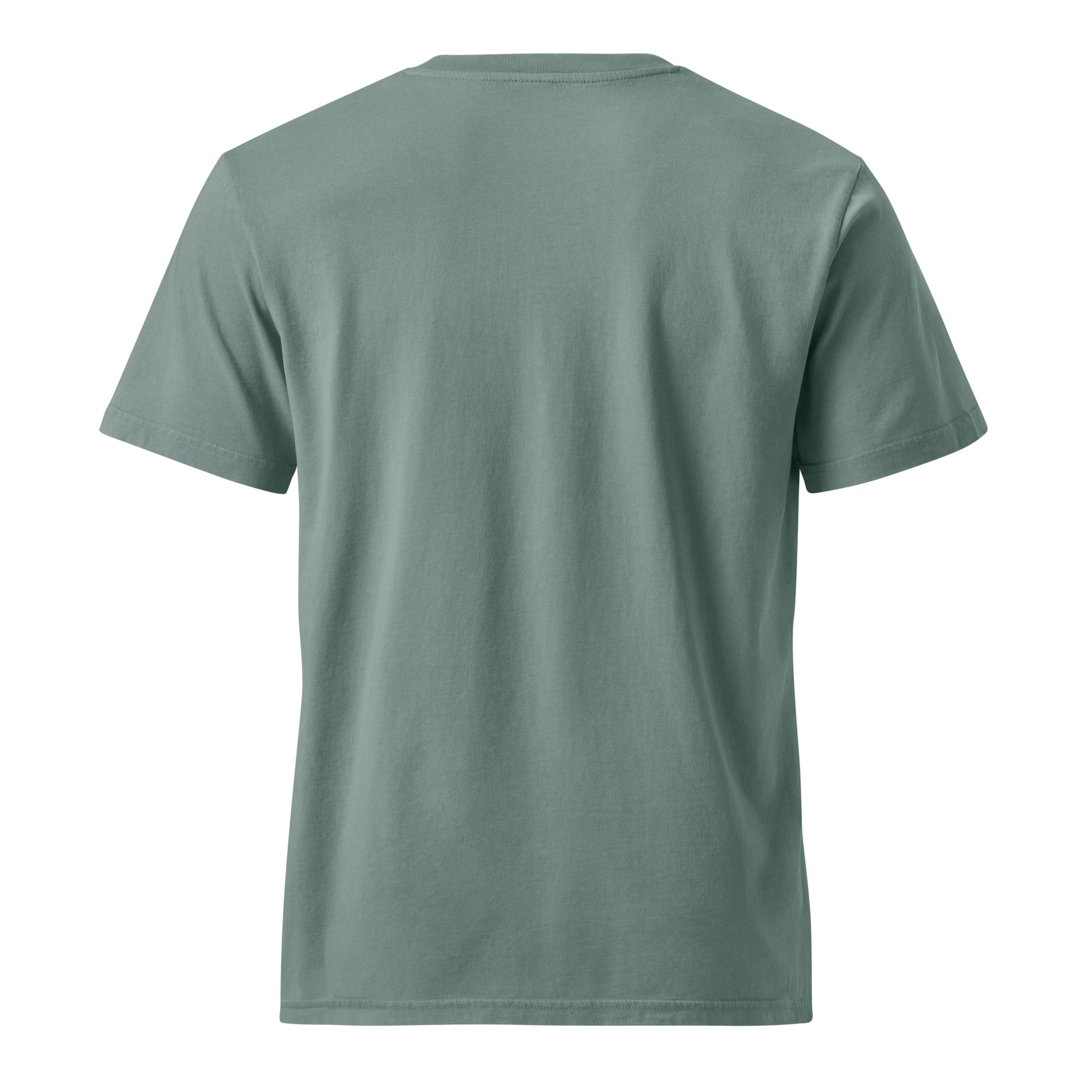 Dyed Green Bay t-shirt on a white background rear facing
